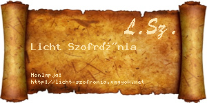 Licht Szofrónia névjegykártya